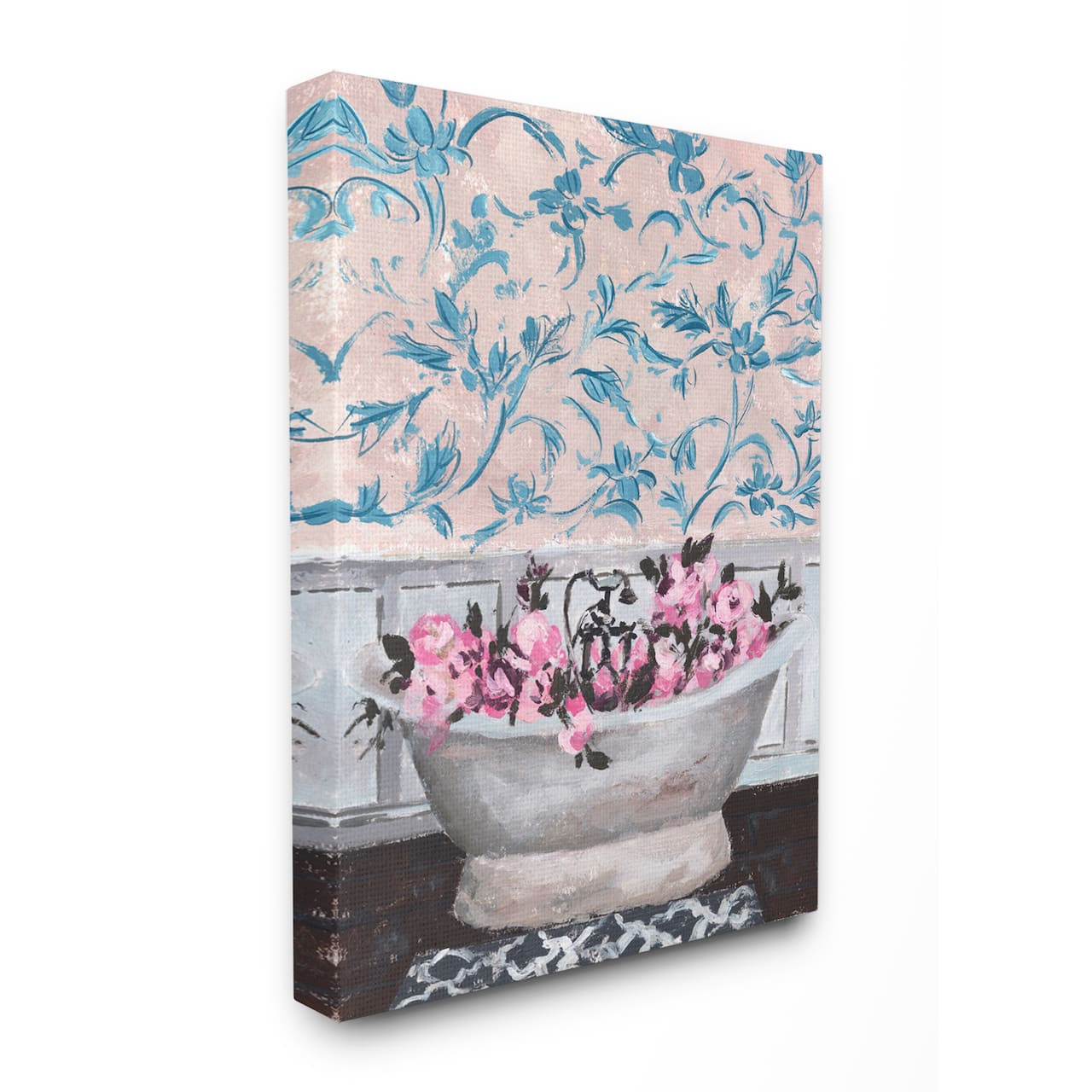 Stupell Industries Flower In Bath Tub Blue & Pink Canvas Wall Art